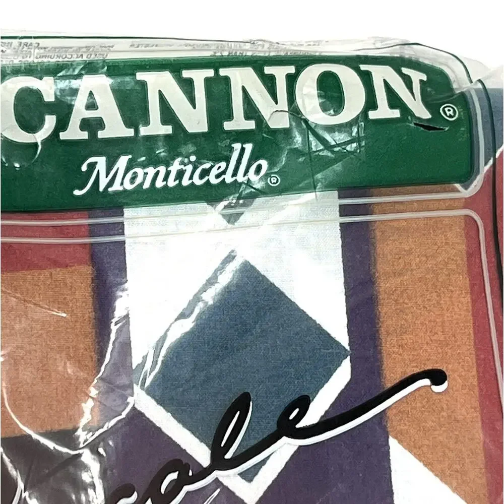 Vtg Cannon Monticello Percale Pair of 2 Standard Pillowcases Geometric Shapes